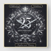 シルバー・ブリス：25周年 スクエア壁時計 (正面)