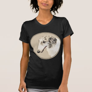 シルバー・ブリンドルのボルゾイの絵画 オリジナル・ドッグ・アート Tシャツ