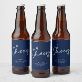 シルバー＆ブルーの文字 チェアーズ 大人の誕生日 ビールラベル
