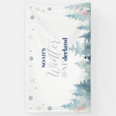 シルバー&ブルーウィンターオネダーランド1st誕生日パーティー 横断幕 (縦)