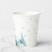 シルバー&ブルーウィンターオンダーランド1st誕生日パーティー 紙コップ (裏面)