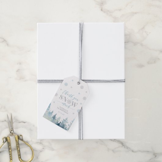 シルバー&ブルーウィンターワンダーランドありがとうございました ギフトタグ (より糸付き)