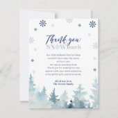 シルバー&ブルーウィンターワンダーランド写真ありがとう サンキューカード (正面)