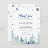 シルバー&ブルーウィンターワンダーランド写真ありがとう サンキューカード (正面/裏面)