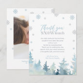 シルバー&ブルーウィンターワンダーランド写真ありがとう サンキューカード (正面/裏面)