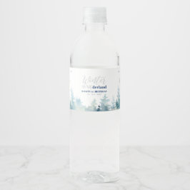 シルバー&ブルーウィンターワンダーランド1st誕生日パーティー ペットボトルラベル