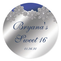 シルバー&ブルークリスタルスノーフレーク冬のシール