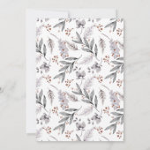 シルバー、ブルーグレー、さびた茶色の冬の結婚式 招待状 (裏面)