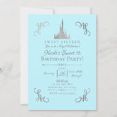 シルバー&ブルーストーリーブックプリンセススウィート16パーティー 招待状 (正面)