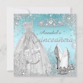 シルバー&ブルースパークルドレス&ティアラキンセアニェラ 招待状 (正面)