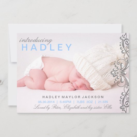 シルバー&ブルーダマスク誕生のお知らせ 案内状 (正面)