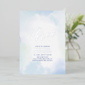 シルバー&ブルーハートスリーサードボーイバースデーパーティー 箔招待状 (立ち正面)