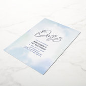 シルバー&ブルーハートワン一男誕生日パーティー 箔招待状 (回転した状態)