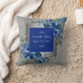 シルバー&ブルーペタルシンフォニー装飾用クッション クッション (ブランケット)