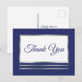 シルバー | ブルーモダンシンプルエレガント ポストカード (正面/裏面)