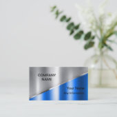 シルバー&ブルーラグジュアリーメタリック 名刺 (スタンド正面)
