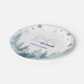 シルバー&ブルー冬のオーネダーランド雪1歳の誕生日 ペーパープレート (アングル)