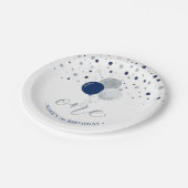 シルバー&ブルー紙吹雪バルーン1st誕生日パーティー ペーパープレート (アングル)