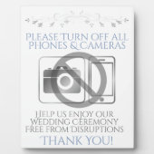 シルバー&ブルー結婚ズの携帯電話やカメラのサイン フォトプラーク (正面)