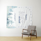 シルバー&ブルー ウィンターオンデルランド 1歳誕生日 タペストリー (インサイチュ(横))