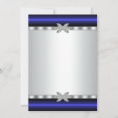 シルバー & ブルー カクテルパーティー 招待状 テンプレート (裏面)