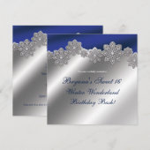 シルバー & ブルー クリスタル スノーフレーク ウィンター インビテーション (正面/裏面)