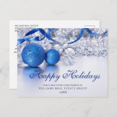 シルバー ブルー クリスマス オーナメント 法人向け 年賀状 (正面/裏面)