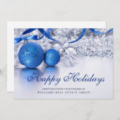 シルバー ブルー クリスマス オーナメント 法人向け 年賀状 (正面/裏面)