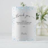 シルバー ブルー グリッター ありがとう カード (スタンド正面)