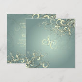 シルバー ブルー/バニラ スワール 結婚式の招待状 招待状 (正面/裏面)