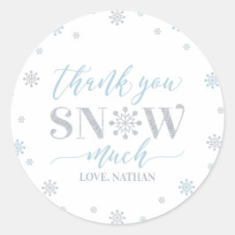 シルバー、ブルー 冬のワンダーランド どうもありがとう 雪のようにたくさん ラウンドシール