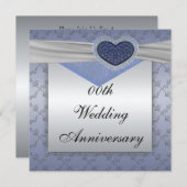 シルバー・ブルー 結婚記念日パーティー招待状 招待状 (正面/裏面)