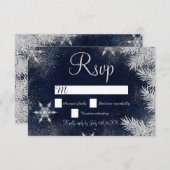 シルバー ブルー 雪の結晶 ウェディング RSVP ワンダーランド (正面/裏面)