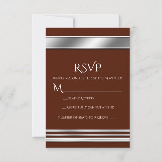 シルバー プラチナ シャイン エレガント RSVP カード - 任意の色 (正面)
