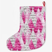 シルバー プレチー ピンク グラム クリスマス ツリー ラージクリスマスストッキング (裏面)