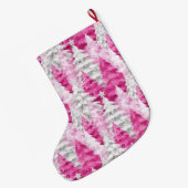 シルバー プレチー ピンク グラム クリスマス ツリー ラージクリスマスストッキング (裏面 (吊り時))