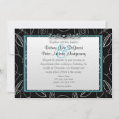 シルバー&プールブルーラブバード結婚式招待状 招待状 (裏面)