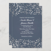 シルバー ベイビーズ ブレス ブルー ウッド ウェディング インビテーション (正面/裏面)