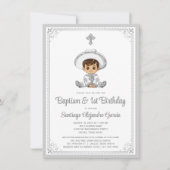 シルバー ベビー チャロ  洗礼式 & 誕生日 ご招待状 招待状 (正面)