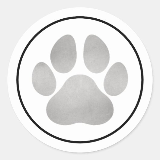 シルバー ペット ラバー パウ プリント ホリデー ラウンドシール (正面)