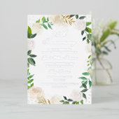 シルバー ホイル フローラル リース 25周年記念 箔招待状 (立ち正面)