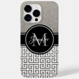 シルバー・ホイル ブラック＆ホワイト ギリシャ鍵モノグラム Case-Mate iPhone 14 PRO MAXケース