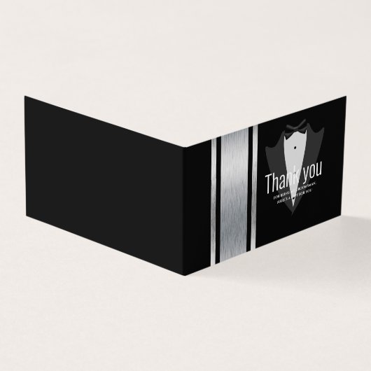 シルバー、ホワイトおよびブラックストライプのタキシード独身 (外部)