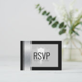 シルバー、ホワイトとブラックのストライプツキシード独身者プラン プレイスカード (スタンド正面)