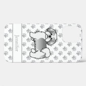 シルバー&ホワイトのシーズーキャラクタードッグと名前 Case-Mate iPhoneケース (裏面 (横))