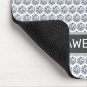 シルバー＆ホワイトのダイヤモンドパターン・フラクタルモザイク マウスパッド (コーナー)