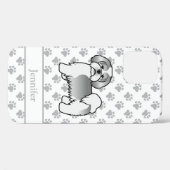 シルバー&ホワイトのラサ・アプソのキャラクター犬と名前 Case-Mate iPhoneケース (裏面 (横))
