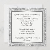 シルバー&ホワイトアールデコデコダマスクブライダルシャワー 招待状 (裏面)