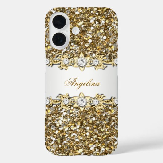 シルバー ホワイトゴールド ダイヤモンド ジュエル ギター Case-Mate iPhoneケース (裏面)
