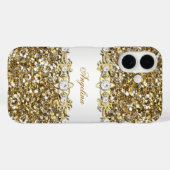 シルバー ホワイトゴールド ダイヤモンド ジュエル ギター Case-Mate iPhoneケース (裏面 (横))